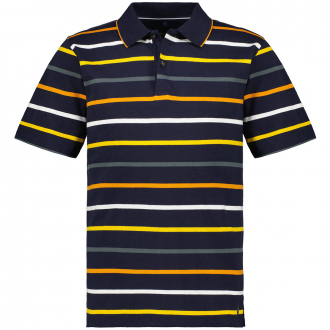 Poloshirt aus Baumwoll-Stretch blau/orange_466/4055 | 3XL