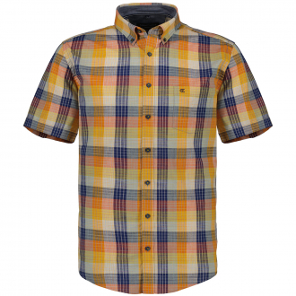 Kariertes Baumwollhemd blau/orange_450/4055 | XXL