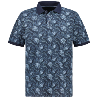 Poloshirt mit Tropical-Print blau/grau_105/4030 | 3XL
