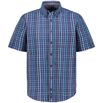 Freizeithemd in Seersucker-Qualität blau/rot_100/4050 | XXL