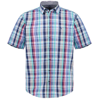 Hemd Freizeit kurzarm blau/rot_100/4050 | 6XL