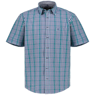 Freizeithemd in Seersucker-Qualität blau/grün_100/4060 | XXL