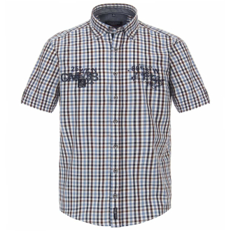 Freizeithemd aus Biobaumwolle, Short Style blau/weiß_100/4020 | 7XL