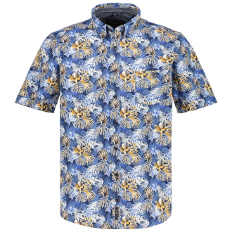 Freizeithemd mit Tropical-Print, Short Style blau/weiß_100/4020 | XXL