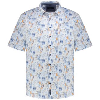 Freizeithemd mit Allover-Print, Short Style orange_450 | 6XL