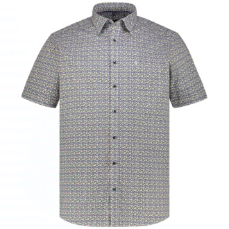 Freizeithemd mit Allover-Print gelb_500 | 7XL