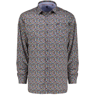 Baumwoll-Freizeithemd in exklusivem Design, langarm blau_985/40 | XXL