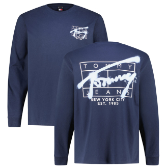 Longsleeve mit Print auf Vorder- und Rückseite dunkelblau_C1G | 6XL