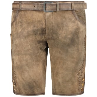 Kurze Lederhose mit Stickereien braun_SMOKE | 31