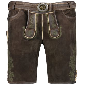 Kurze Lederhose mit Stickereien und Gürtel braun_MOOR | 31