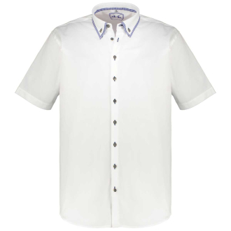 Trachtenhemd mit doppeltem Button-Down-Kragen weiß_WEIS/BLAU | 4XL