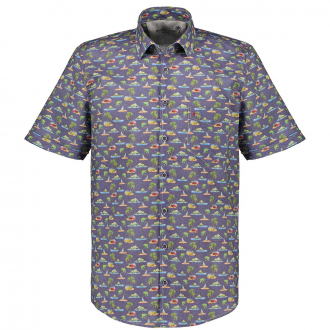Freizeithemd in sommerlichem Design, kurzarm, Shorts Style blau_173 | XXL