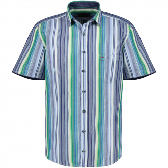 Gestreiftes Freizeithemd in Seersucker-Qualität, kurzarm, Shorts Style blau_465 | 4XL