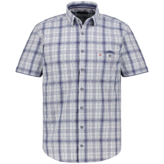 Kariertes Freizeithemd in Seersucker-Qualität, Short Style blau_156 | 3XL