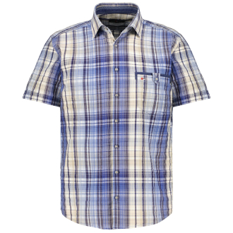 Kariertes Freizeithemd in Seersucker-Qualität, Short Style mittelblau_252 | XXL