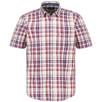Kariertes Freizeithemd in Seersucker-Qualität, Short Style ziegelrot_358 | 3XL