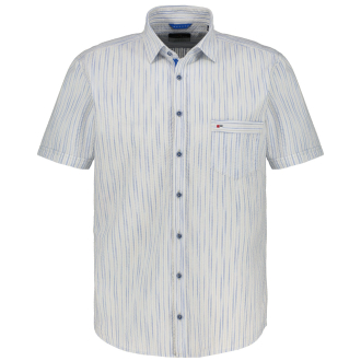 Gestreiftes Freizeithemd in Seersucker-Qualität, Short Style blau/weiß_163/4020 | 3XL