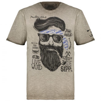 T-Shirt im Trachten-Stil mit Motiv-Print beige_0101 | 6XL