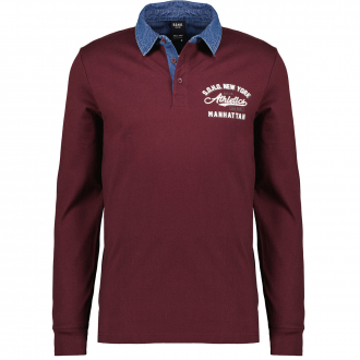 Baumwoll-Sweatshirt mit abgesetztem Polokragen weinrot_400 | 5XL