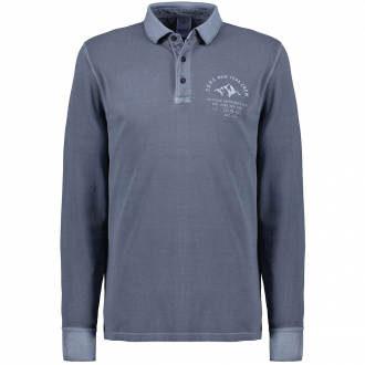 Poloshirt aus Baumwoll-Piqué, langarm graublau_201/39 | 6XL