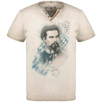 T-Shirt mit "König Ludwig II"-Print beige_0101 | 4XL