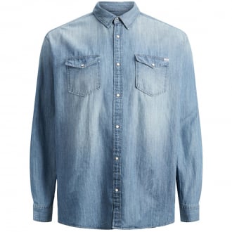 Jeanshemd mit Used-Waschung blau_MEDIUM BLUE DENIM/PLUS SIZE | 3XL