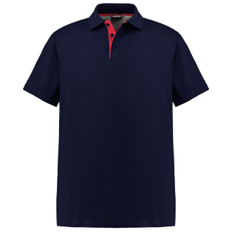 Piqué-Poloshirt mit kontrastfarbener Knopfleiste dunkelblau_360 | 3XL