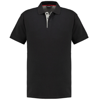 Piqué-Poloshirt mit kontrastfarbener Knopfleiste schwarz_700 | 3XL