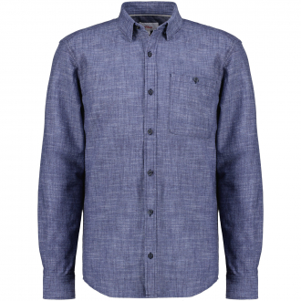 Strukturiertes Freizeithemd aus Baumwolle, langarm blau_5876 | 3XL