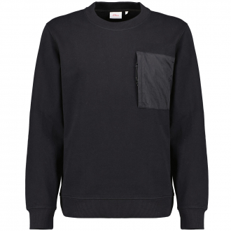 Sweatshirt mit Nylon-Brusttasche schwarz_9999 | 3XL