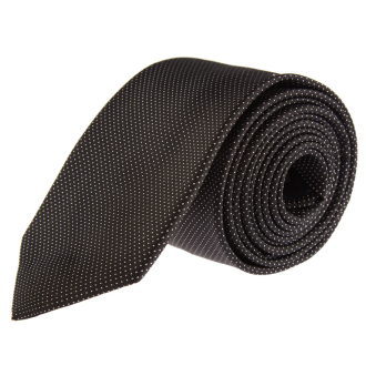 Krawatte aus Seide, gepunktet schwarz_22 | One Size