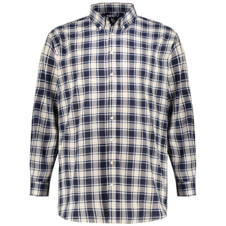 Kariertes Freizeithemd mit Leinen blau/weiß_7461 | 6XL