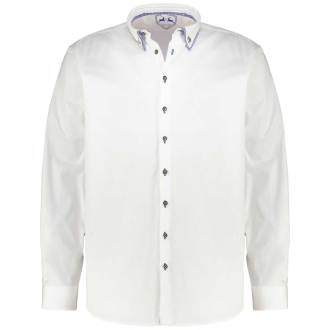 Trachtenhemd mit doppeltem Button-Down-Kragen weiß_WEIS/BLAU | 4XL