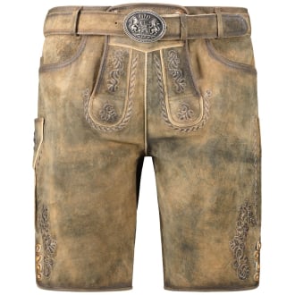 Kurze Lederhose aus Ziegenvelours braun_STONE | 31