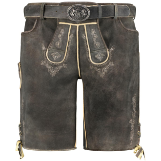 Kurze Lederhose aus Hirschvelours grau_ANTHRAZIT | 31