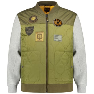 Sweatjacke im Material-Mix oliv_6380 | 3XL