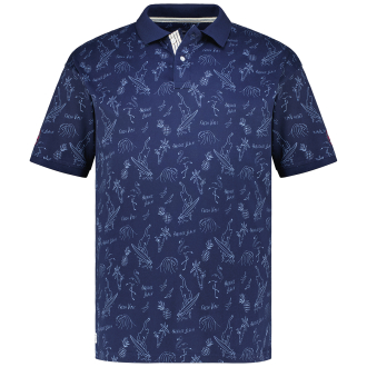 Poloshirt mit Allover-Print dunkelblau_189 | 3XL