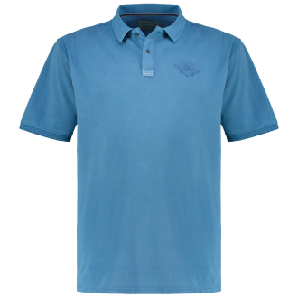 Poloshirt mit Garment-Dye-Färbung petrol_425/64 | 5XL