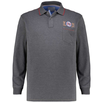 Poloshirt mit Label-Aufnäher dunkelgrau_716 | 3XL