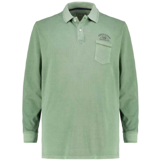 Poloshirt mit Garment-Dye-Färbung grün_4 | 5XL