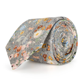 Krawatte mit floralem Print blau/grau_1/4030 | One Size