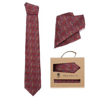 Krawatte und Einstecktuch im Set rot_2500 | One Size