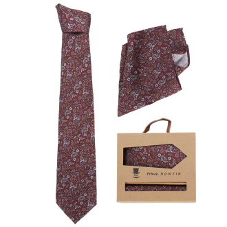 Krawatte und Einstecktuch im Set dunkelrot_2700 | One Size