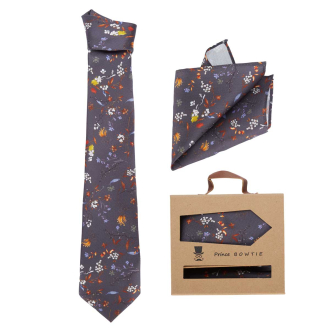 Krawatte und Einstecktuch im Set anthrazit_1500 | One Size