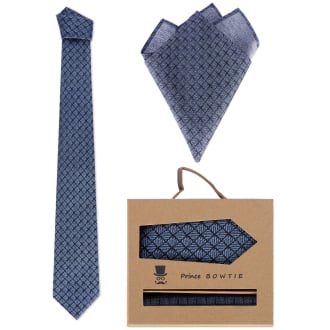 Krawatte und Einstecktuch im Set blau_3900 | One Size