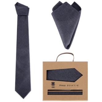 Krawatte und Einstecktuch im Set anthrazit_1500 | One Size