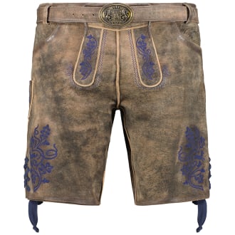 Lederhose mit Stickereien und Gürtel braun_ERLE | 64